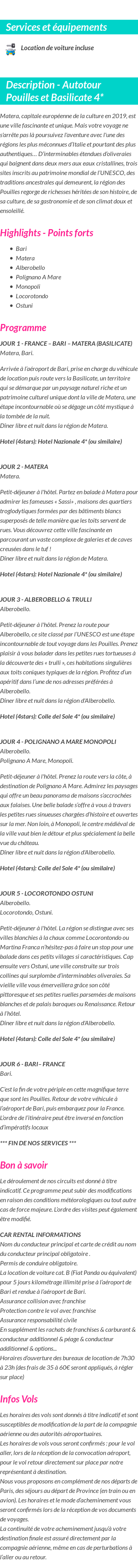 Détails du séjour