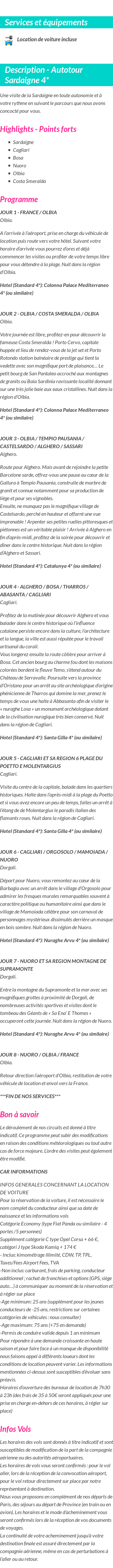 Détails du séjour