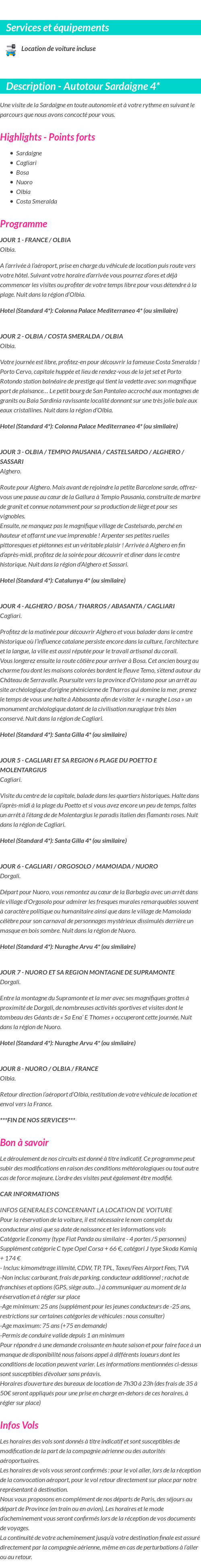 Détails du séjour