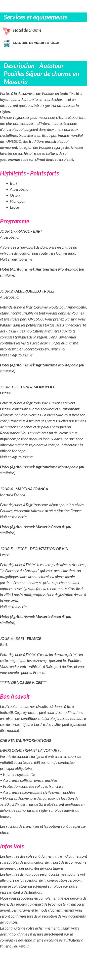 Détails du séjour