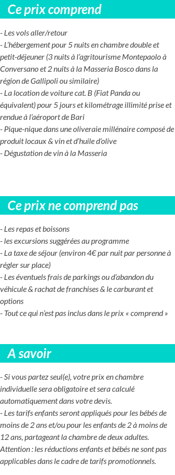 Conditions tarifaires