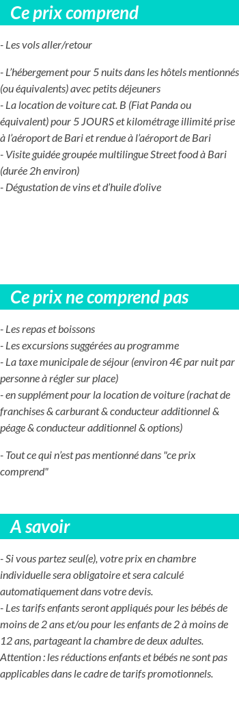 Conditions tarifaires