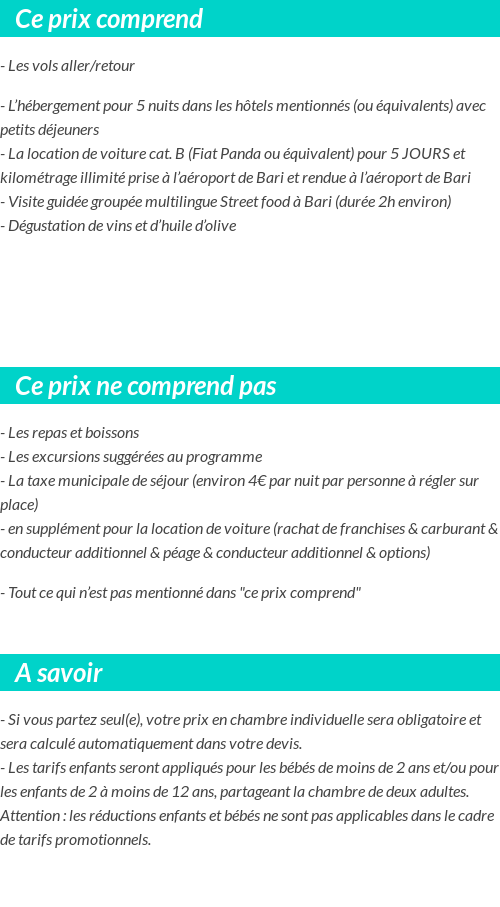 Conditions tarifaires