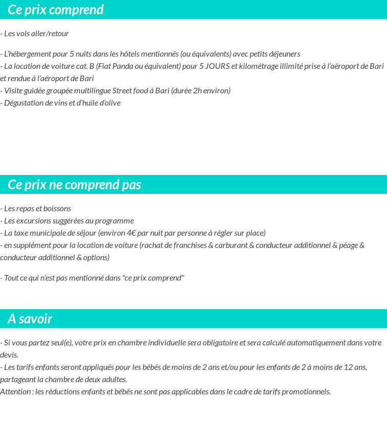 Conditions tarifaires