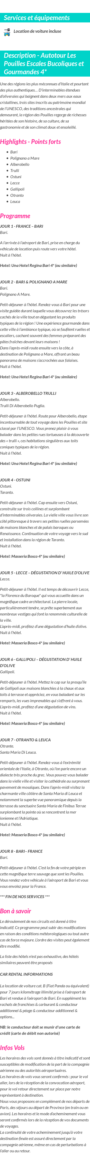 Détails du séjour