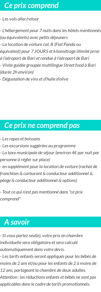 Conditions tarifaires
