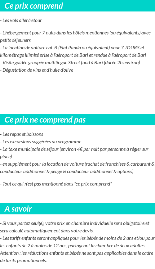 Conditions tarifaires