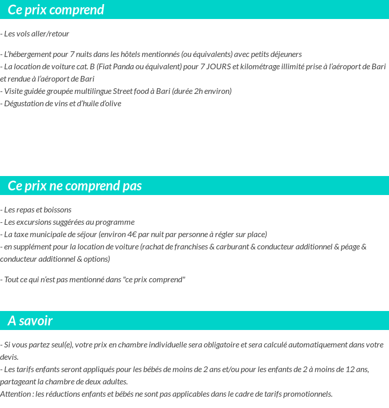 Conditions tarifaires