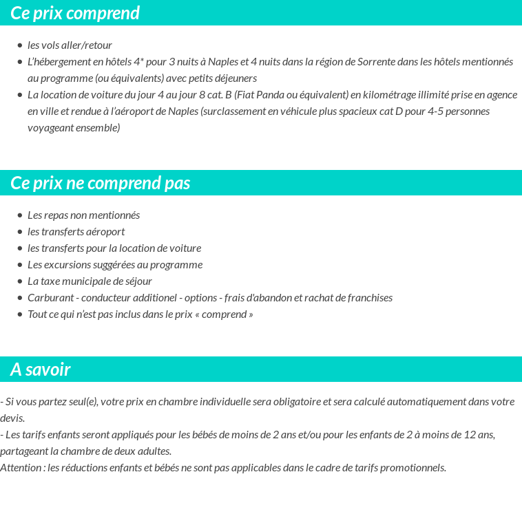 Conditions tarifaires