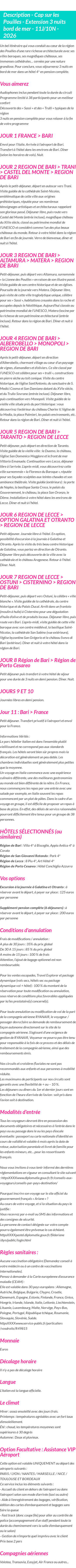Détails du séjour