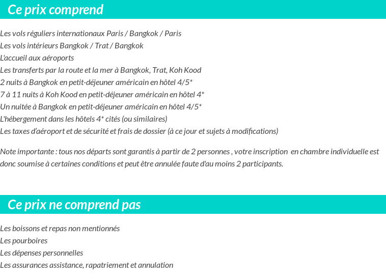 Conditions tarifaires
