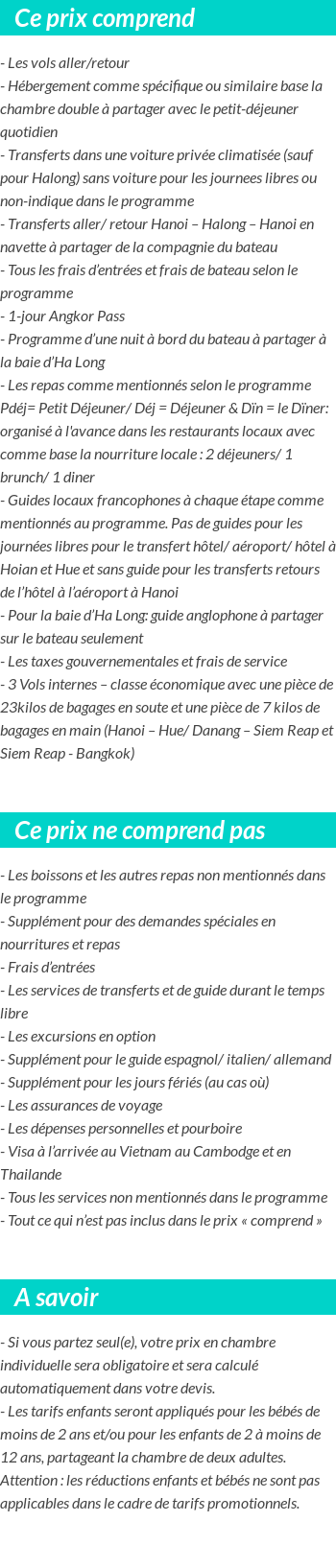 Conditions tarifaires