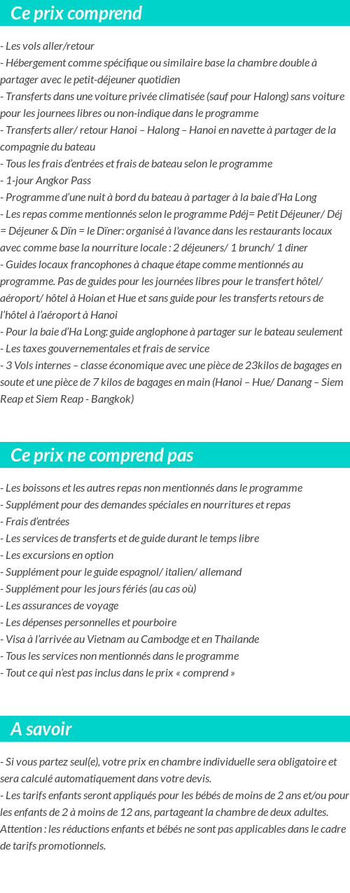 Conditions tarifaires