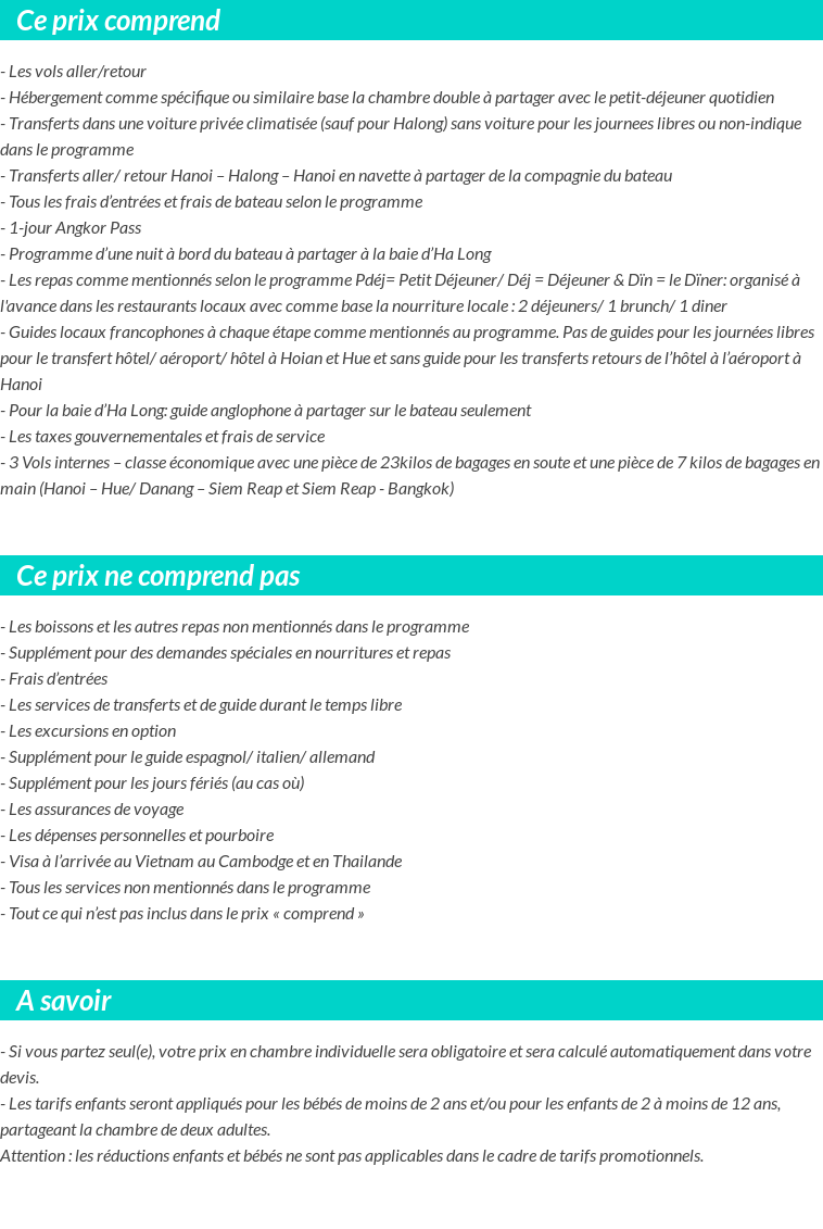 Conditions tarifaires