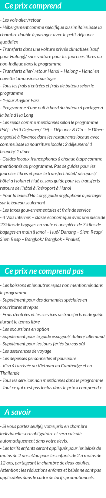 Conditions tarifaires