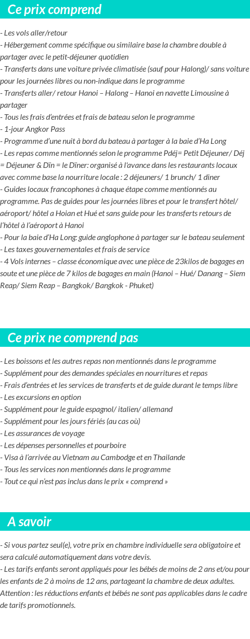 Conditions tarifaires