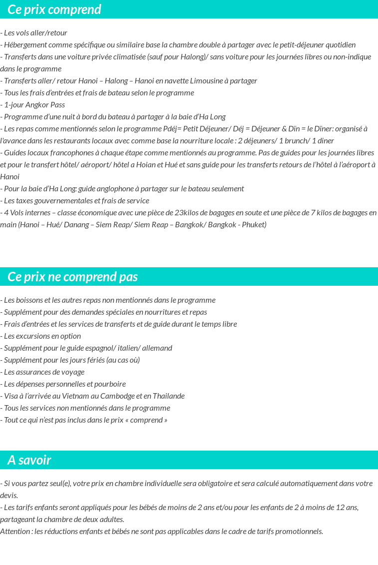Conditions tarifaires