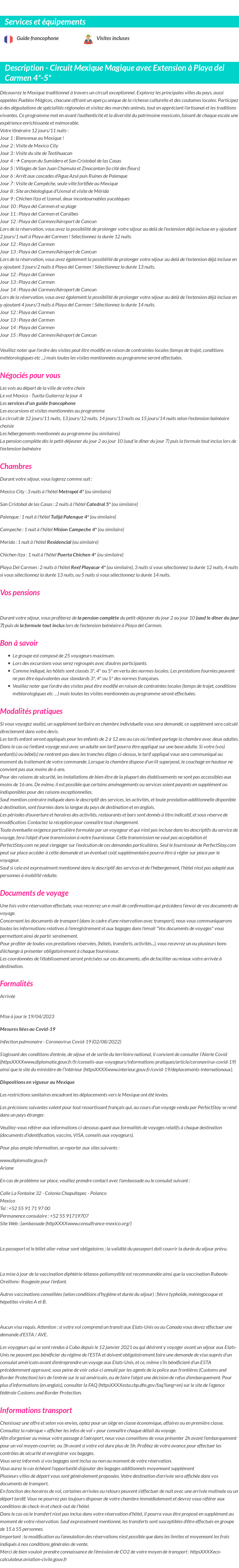 Détails du séjour