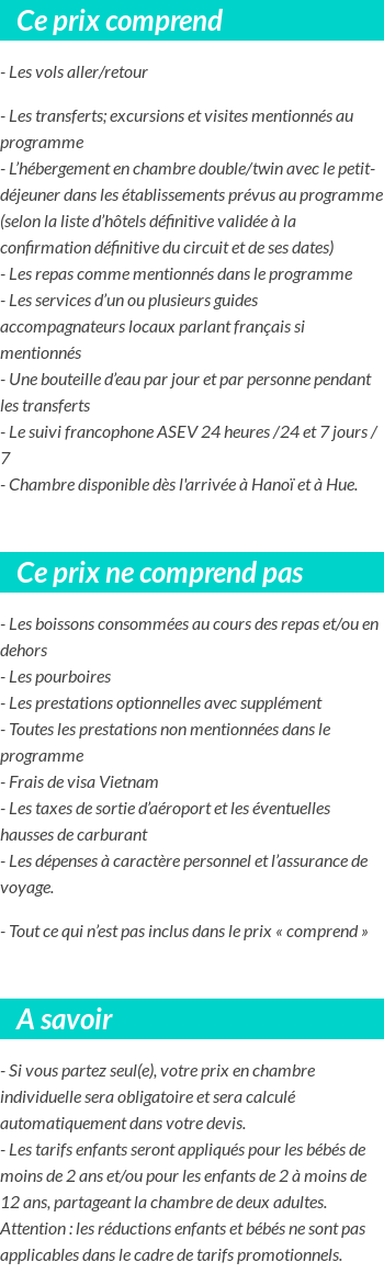 Conditions tarifaires