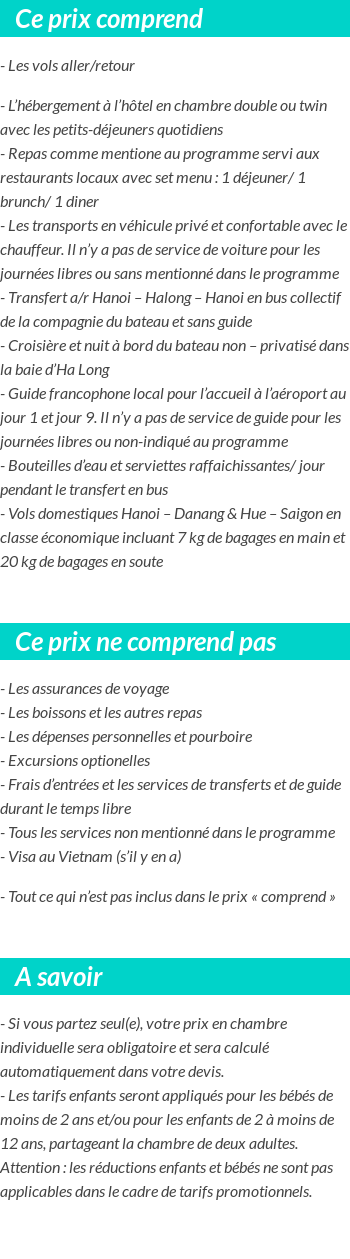 Conditions tarifaires