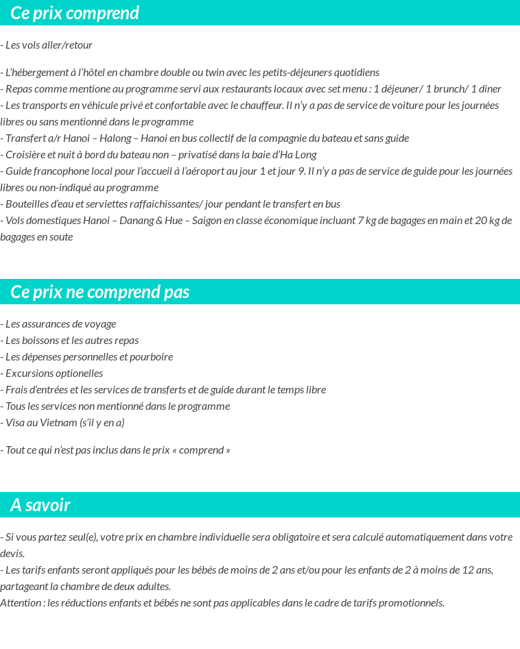 Conditions tarifaires
