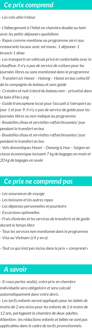 Conditions tarifaires