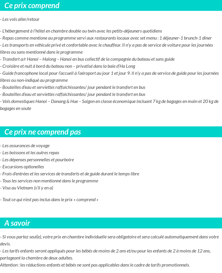 Conditions tarifaires