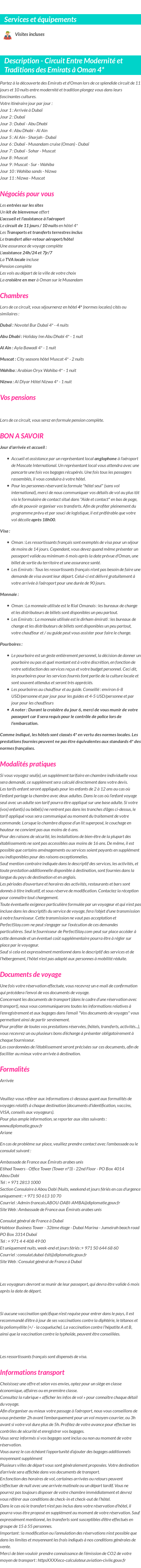 Détails du séjour