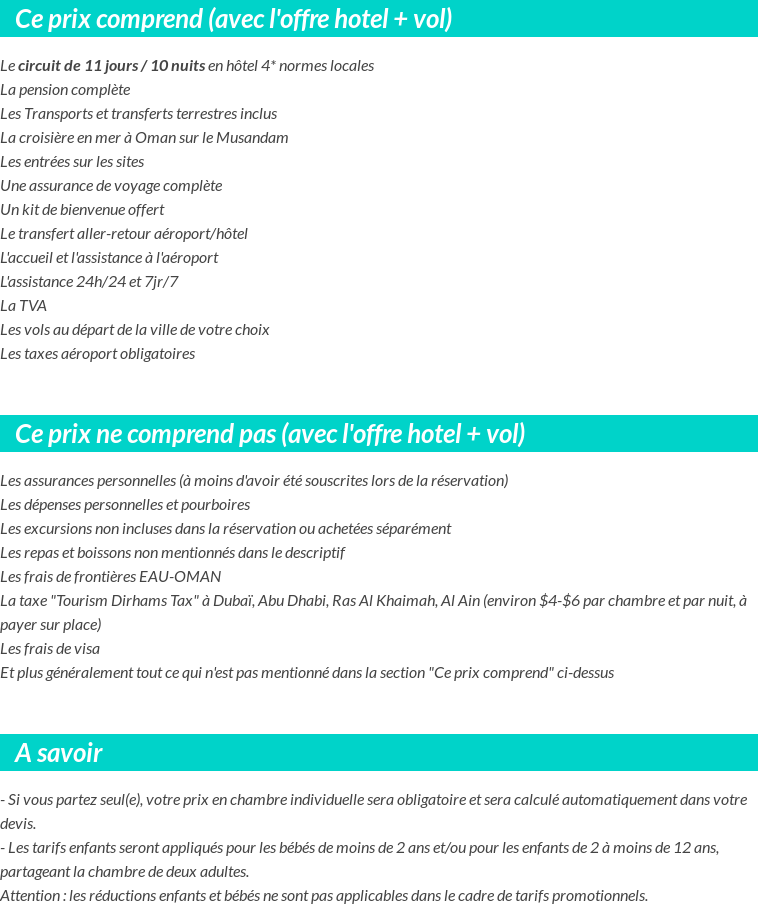 Conditions tarifaires