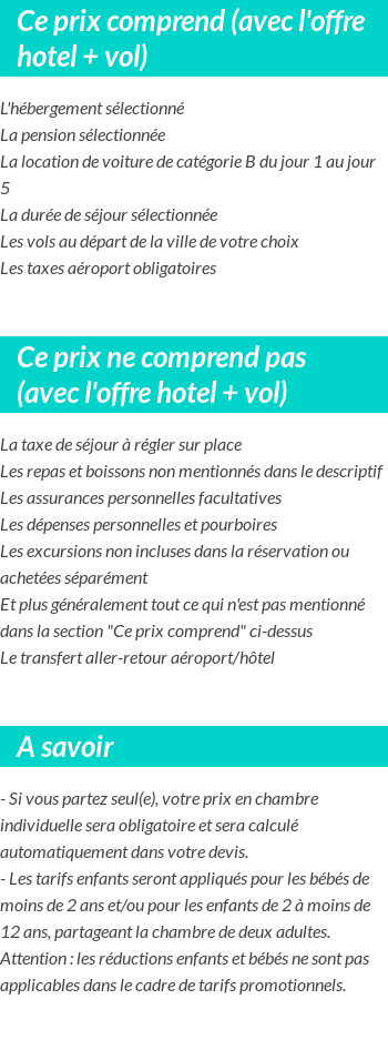 Conditions tarifaires
