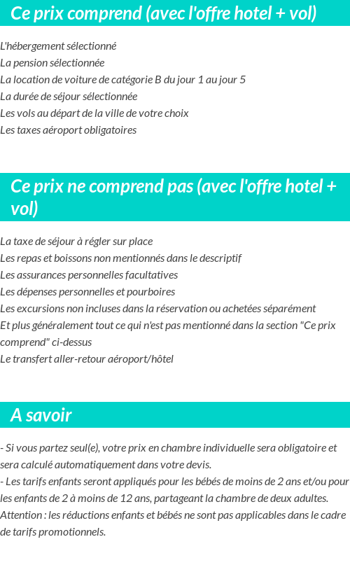 Conditions tarifaires