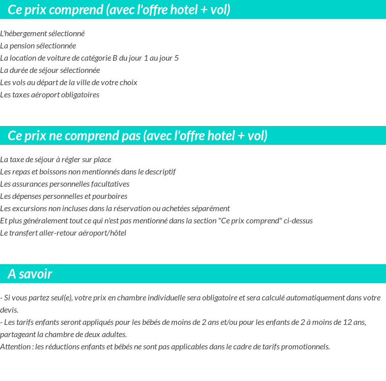 Conditions tarifaires