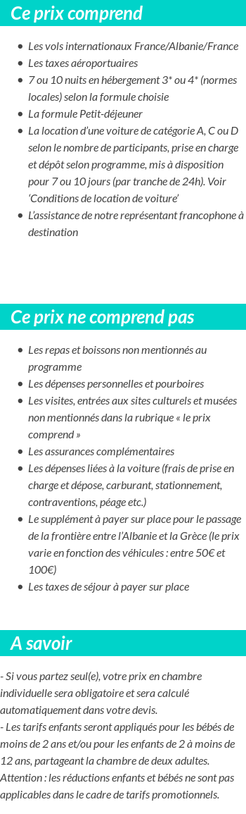 Conditions tarifaires