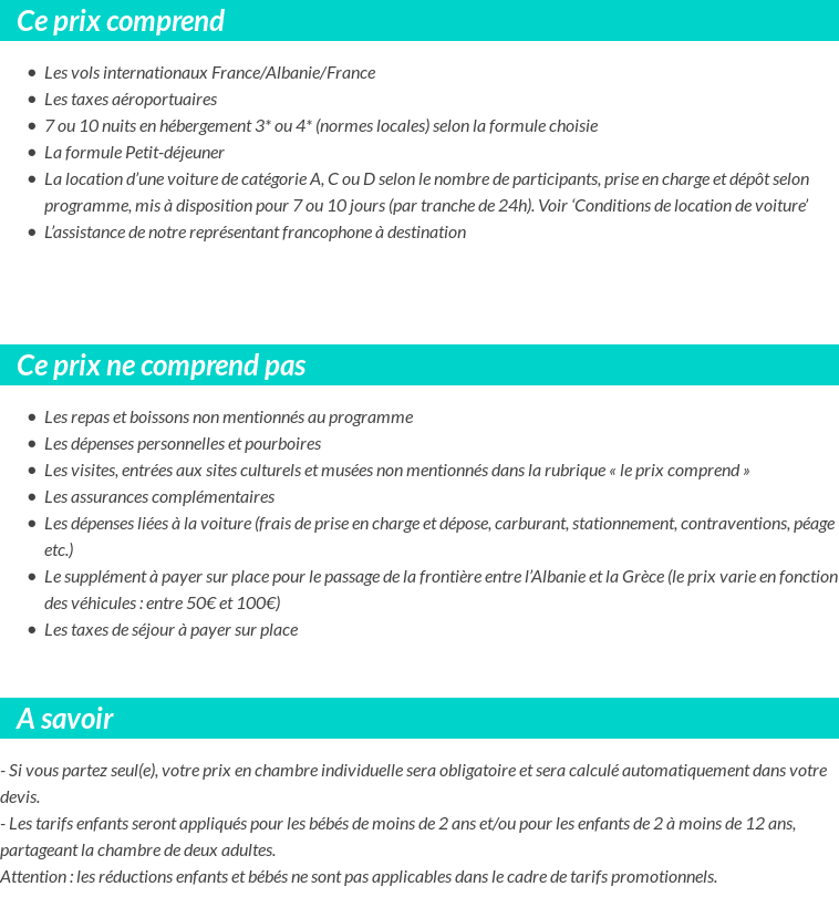 Conditions tarifaires