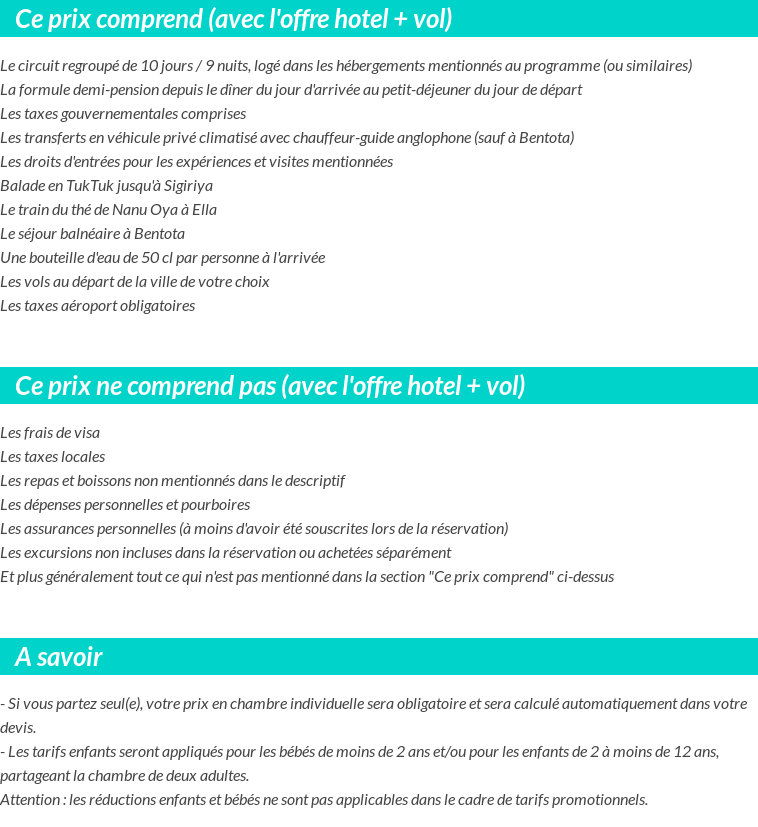 Conditions tarifaires