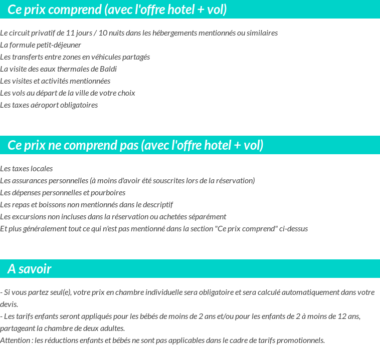 Conditions tarifaires