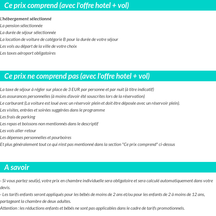 Conditions tarifaires