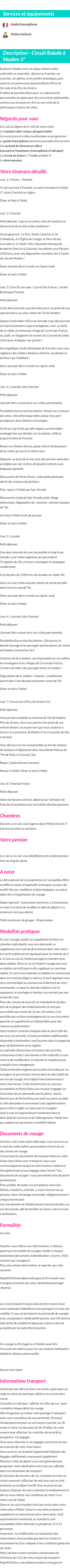 Détails du séjour