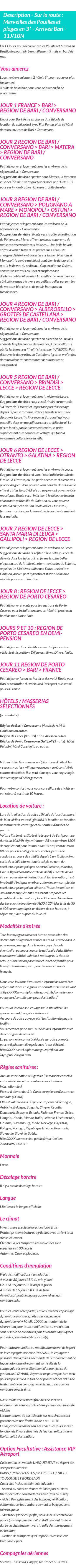 Détails du séjour