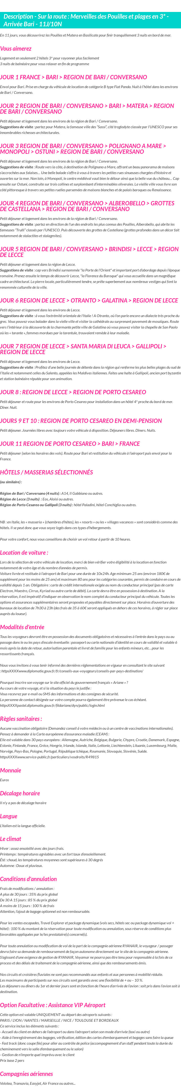Détails du séjour