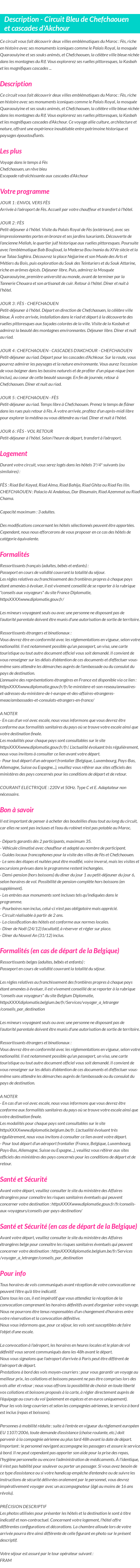 Détails du séjour