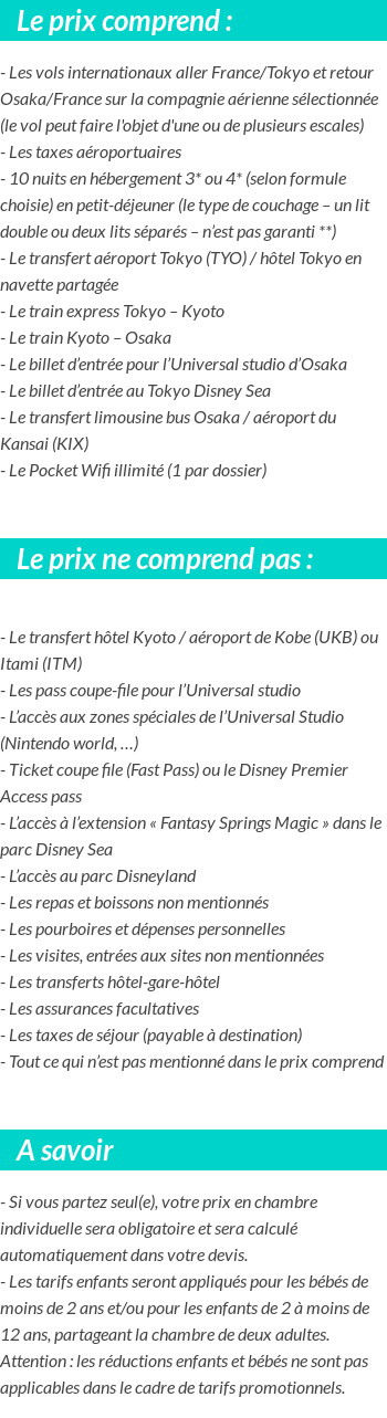 Conditions tarifaires