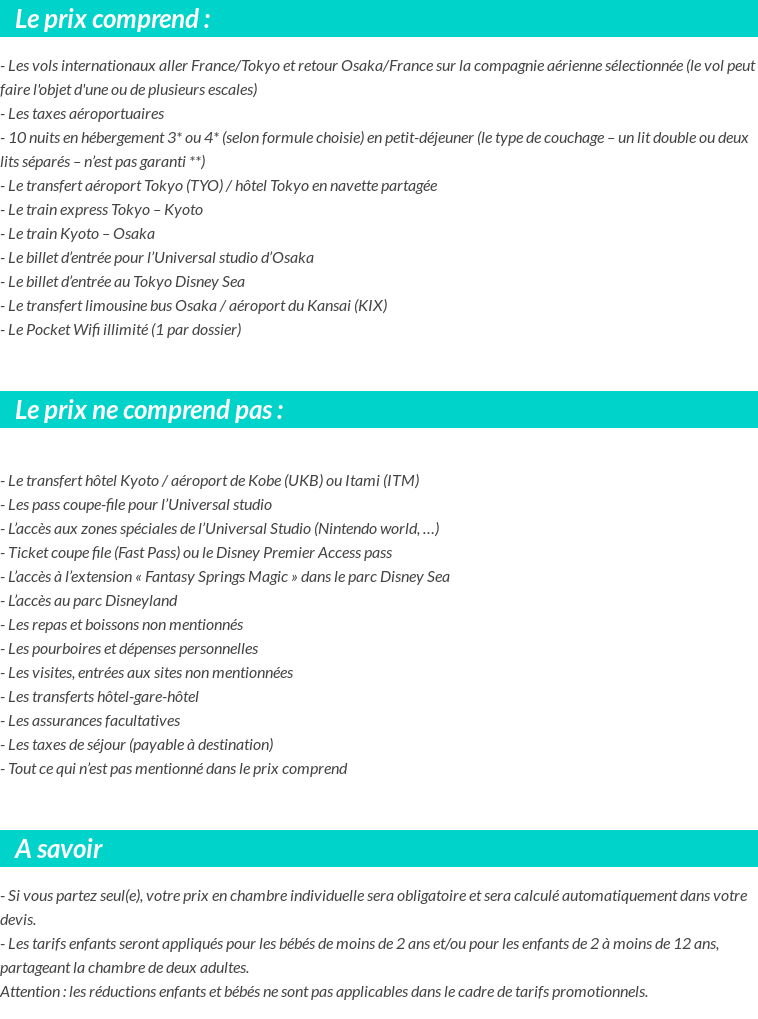 Conditions tarifaires