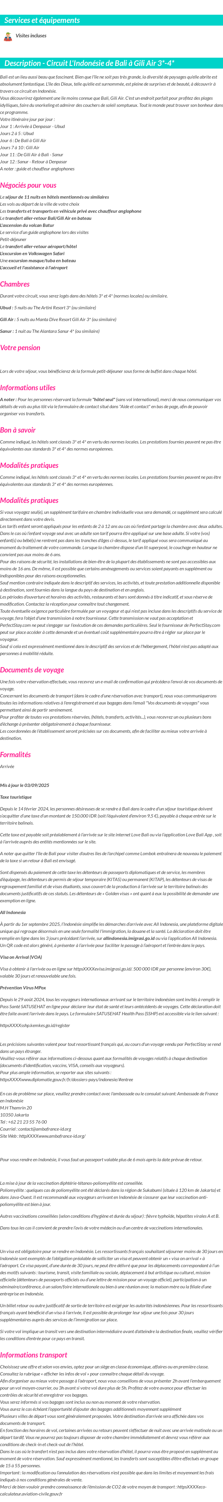 Détails du séjour
