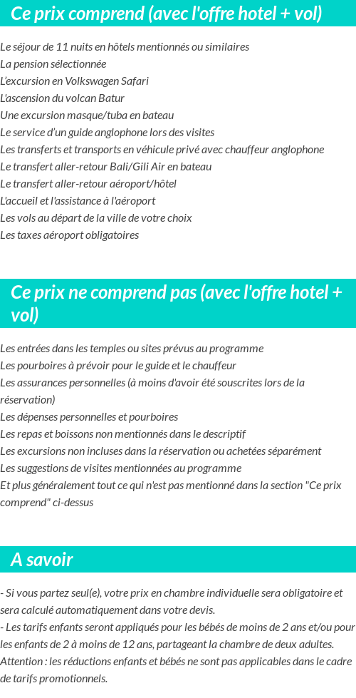 Conditions tarifaires