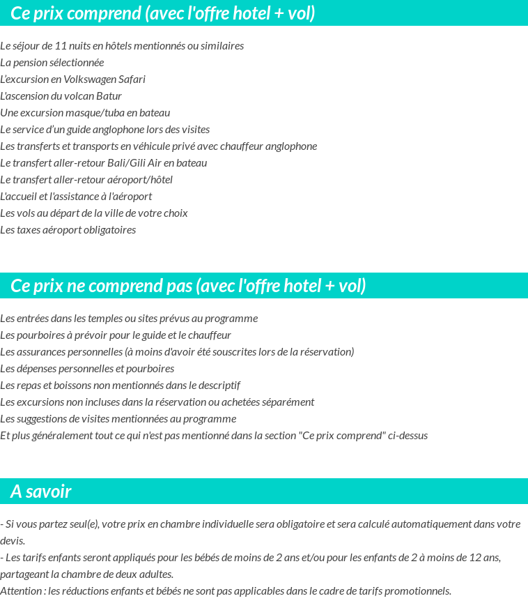 Conditions tarifaires