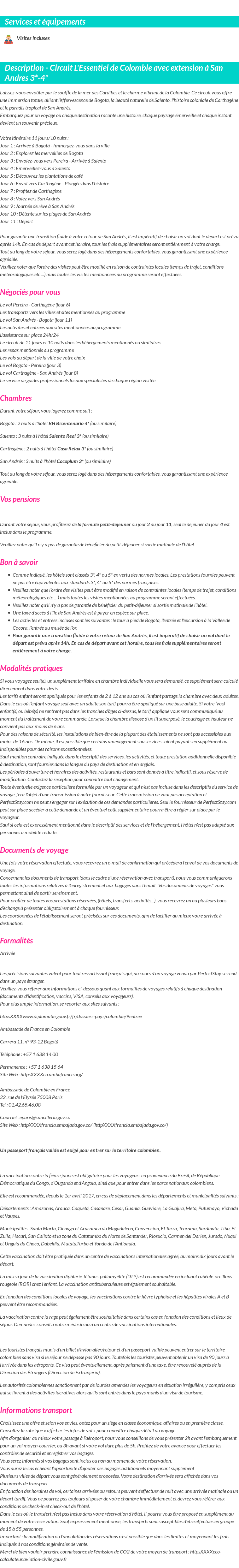Détails du séjour