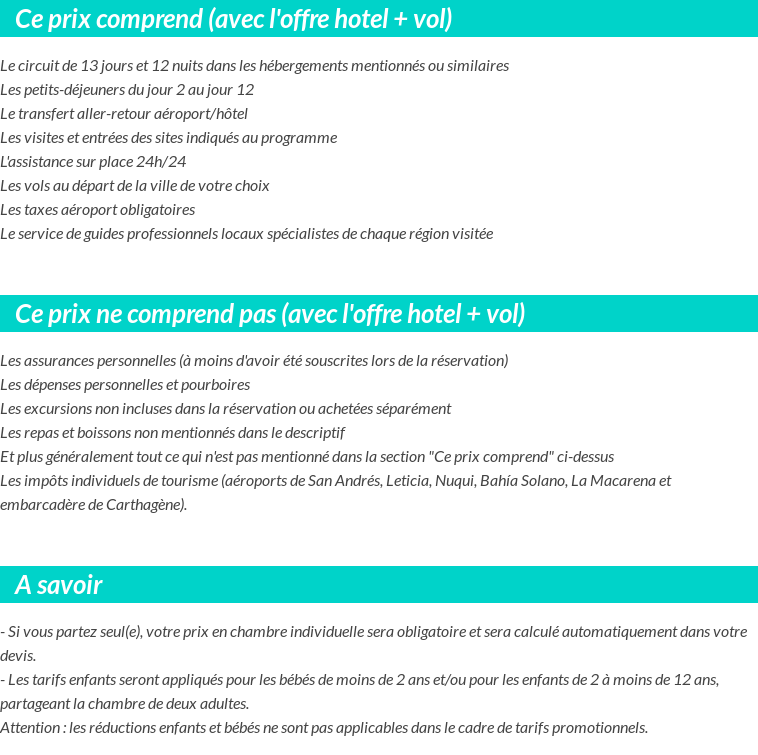 Conditions tarifaires