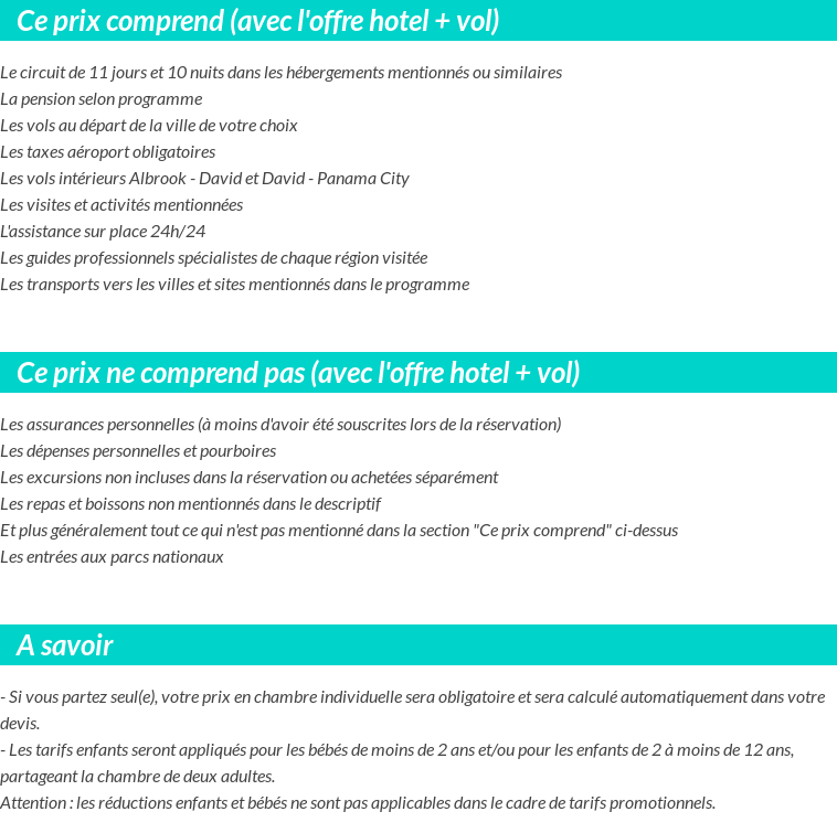 Conditions tarifaires