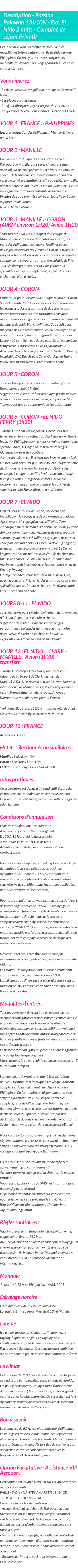 Détails du séjour